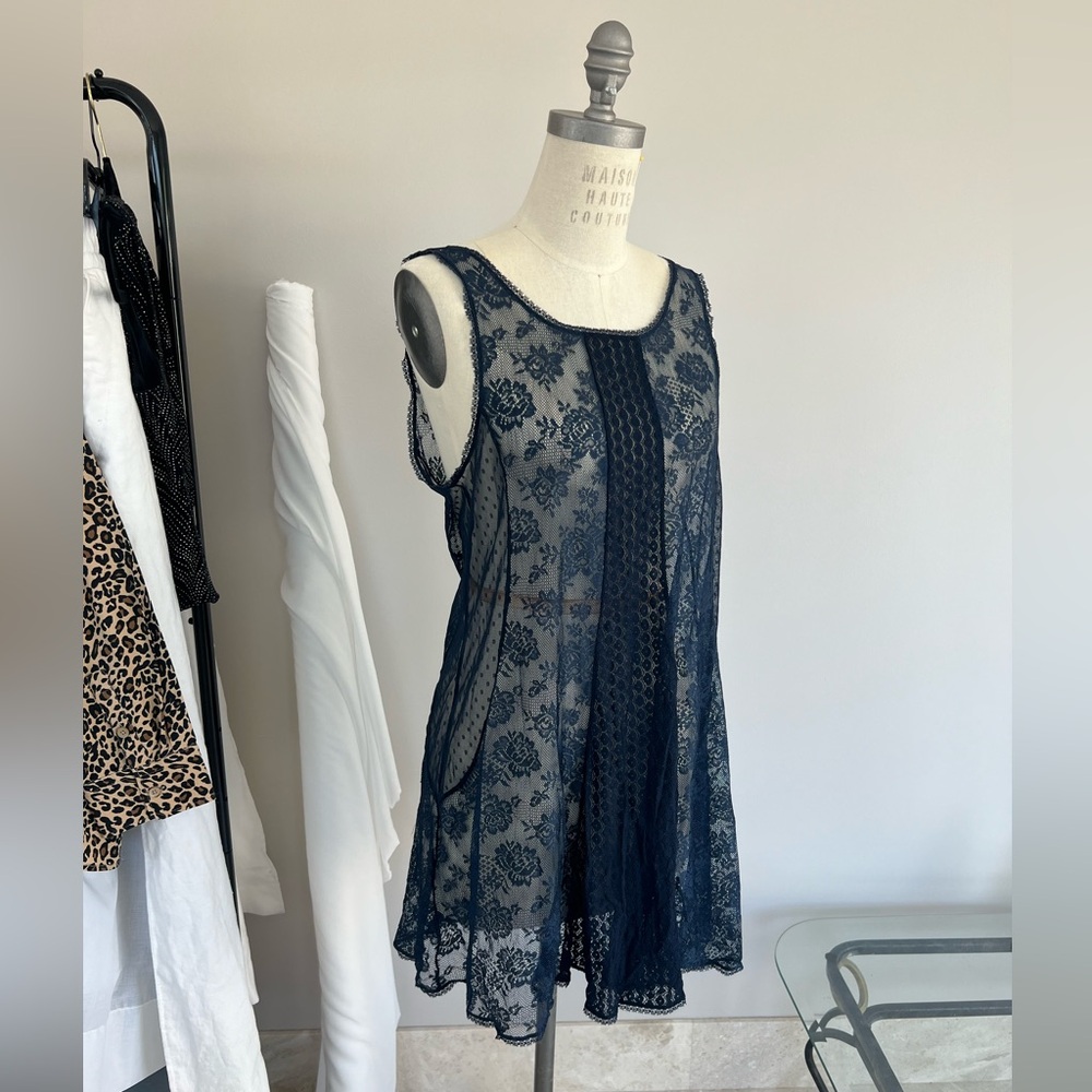 FREE PEOPLE Navy Lace Sleeveless Dress